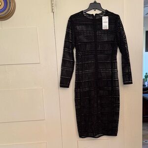 Elegant Black Women's See Through Lace Dress